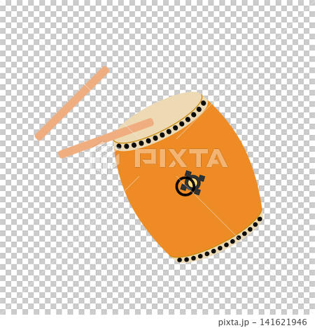 和太鼓とバチの枠線なしイラスト 和太鼓とバチの枠線なしイラスト 141621946