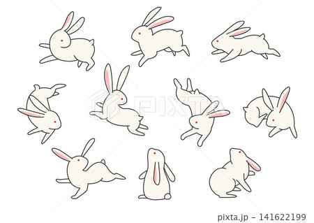 うさぎのポーズバリエーション 10種類セット 和モダン うさぎのポーズバリエーション 10種類セット 和モダン 141622199