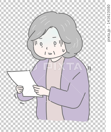 請求書を見て青ざめる 高齢女性(戦慄) 請求書を見て青ざめる 高齢女性(戦慄) 141623080