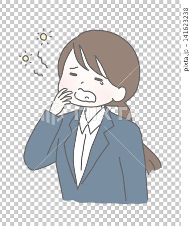 一位身穿西裝、看起來有些睏倦的女士打了個哈欠。 141623238
