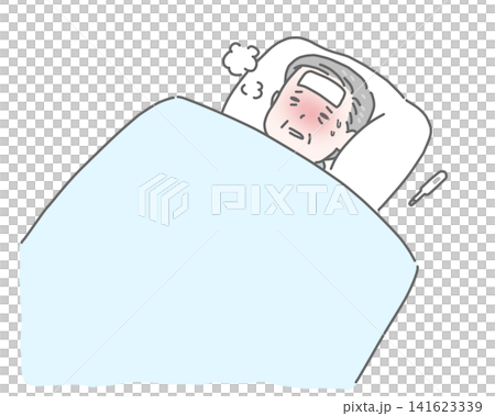 Elderly man bedridden with influenza Elderly man bedridden with influenza 141623339