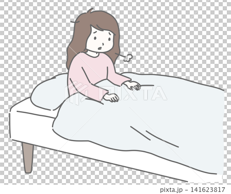 A woman sighs in bed A woman sighs in bed 141623817