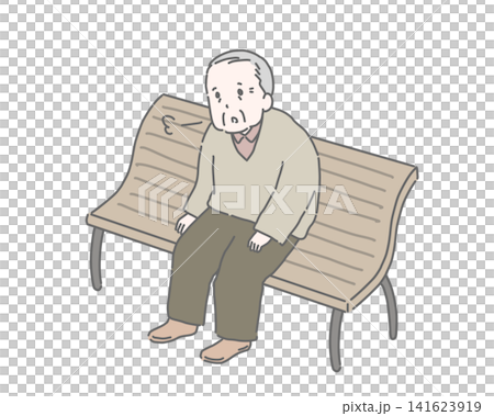 An elderly man sits on a bench, catching his breath. An elderly man sits on a bench, catching his breath. 141623919