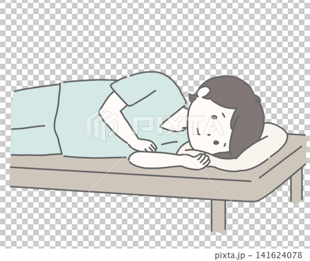 胃カメラ検査で横になる男性  141624078