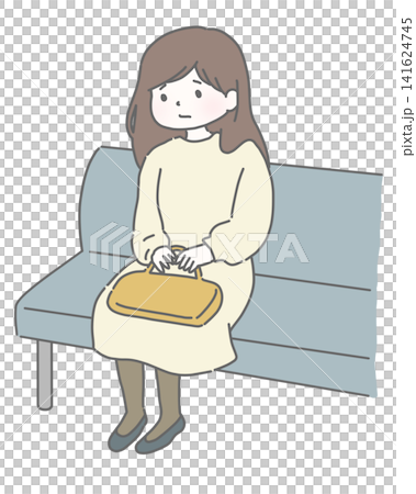 病院の待合室で不安な女性 病院の待合室で不安な女性 141624745