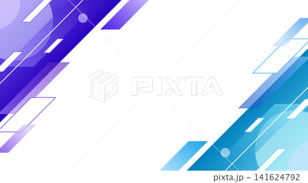 青色と紫色の斜線と丸で組み合わせた幾何学的な背景素材 141624792