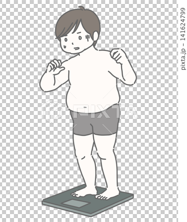 A man despairs after stepping onto a weighing scale. A man despairs after stepping onto a weighing scale. 141624799