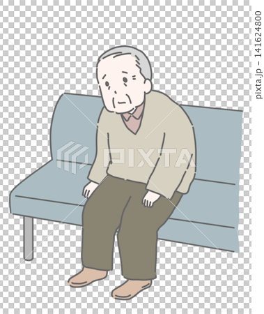 一位焦慮的老人在醫院候診室裡 一位焦慮的老人在醫院候診室裡 141624800