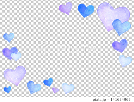 A blue heart frame painted in watercolor A blue heart frame painted in watercolor 141624965