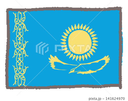 手描きのカザフスタン国旗 手描きのカザフスタン国旗 141624970