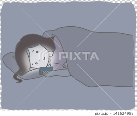 A woman looking at her smartphone in bed in the middle of the night. A woman looking at her smartphone in bed in the middle of the night. 141624988