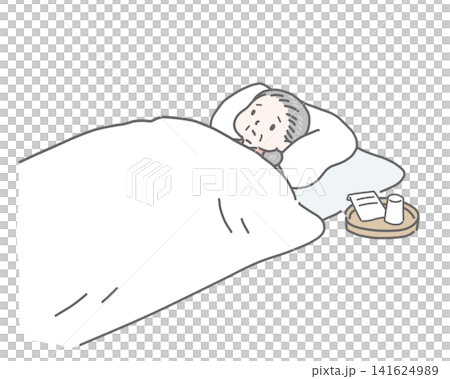 一位老婦人躺在床上 一位老婦人躺在床上 141624989