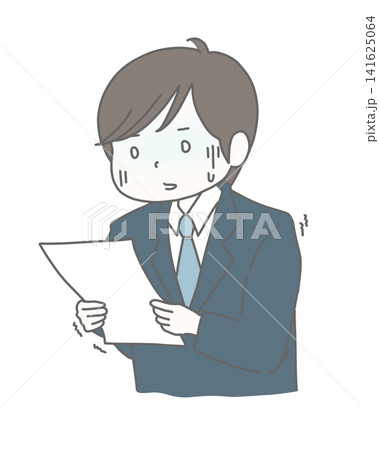 請求書を見て青ざめるスーツの男性(戦慄) 請求書を見て青ざめるスーツの男性(戦慄) 141625064