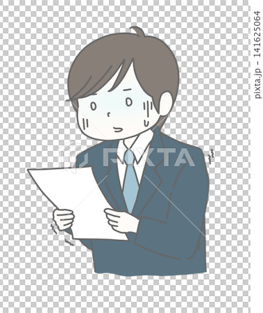 請求書を見て青ざめるスーツの男性(戦慄) 請求書を見て青ざめるスーツの男性(戦慄) 141625064