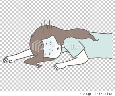 床に倒れ込む体調不良の女性 床に倒れ込む体調不良の女性 141625148