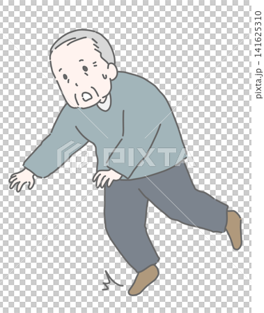 An elderly man trips on the indoor stairs. An elderly man trips on the indoor stairs. 141625310