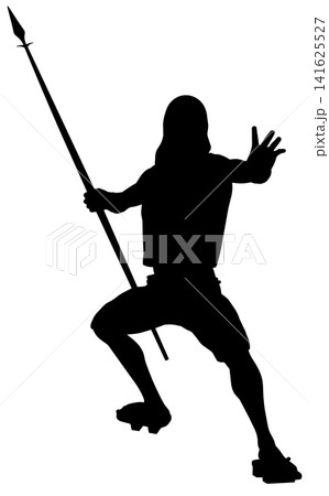 Warrior Silhouette with Spear 141625527