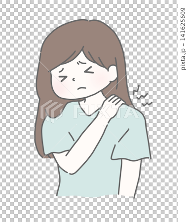 A woman suffering from stiff shoulders A woman suffering from stiff shoulders 141625609