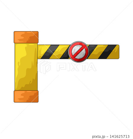 Illustration of Barrier Gate with Prohibition Sign 141625713