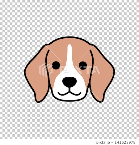 可愛的棕白小獵犬臉部圖標 可愛的棕白小獵犬臉部圖標 141625979