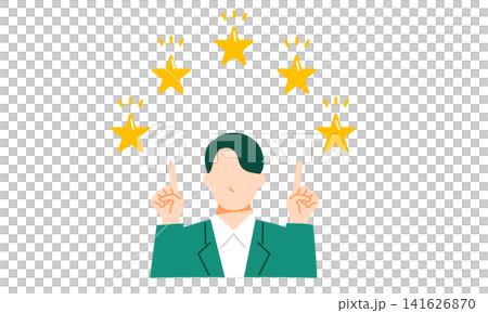 A simple vector illustration of a person guiding users to high ratings and customer reviews, along with a five-star rating. A simple vector illustration of a person guiding users to high ratings and customer reviews, along with a five-star rating. 141626870