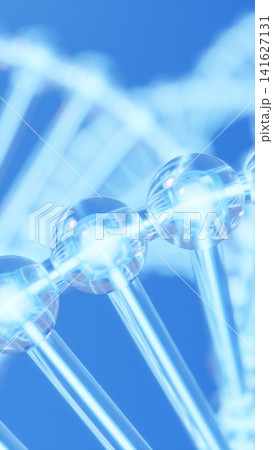 青く輝くDNA二重螺旋構造の3DCGイラスト(縦長) 青く輝くDNA二重螺旋構造の3DCGイラスト(縦長) 141627131
