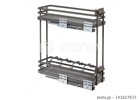 Storage rack designed for organizing items in home or office space. Isolation on white background. Storage rack designed for organizing items in home or office space. Isolation on white background. 141627615