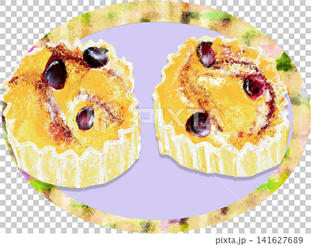 レーズン蒸しパンのイラスト レーズン蒸しパンのイラスト 141627689
