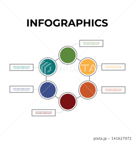 Circular Network Infographics Connected Nodes Flat Design Template 141627972