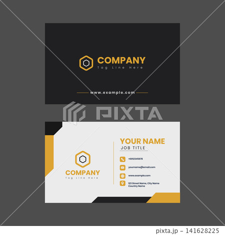 Modern Professional Corporate Business Card Template with Clean Minimal Layout for Company Branding, Creative Double Sided Visiting Card Design, Editable Print Ready Business Identity Stationery, Prof 141628225