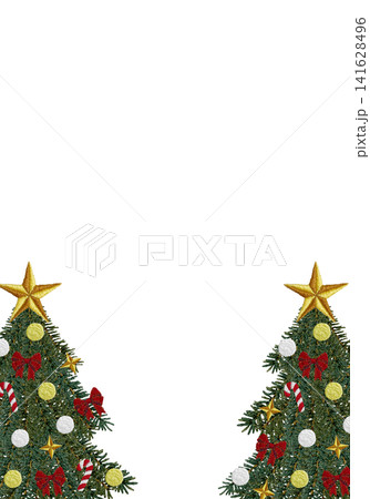 【クリスマスツリーの縦フレーム】手刺繍イラスト素材 【クリスマスツリーの縦フレーム】手刺繍イラスト素材 141628496