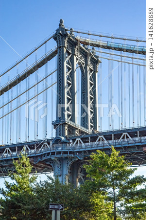 View of the Manhattan Bridge in New York City. View of the Manhattan Bridge in New York City. 141628889