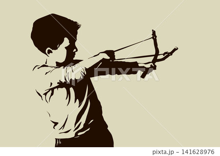 Vector illustration of shooting boy 141628976