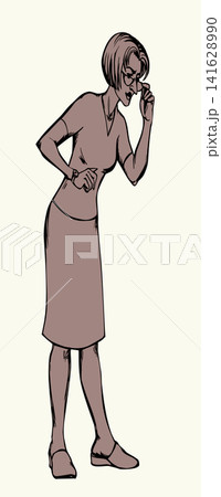 Vector drawing. Woman look at something Vector drawing. Woman look at something 141628990