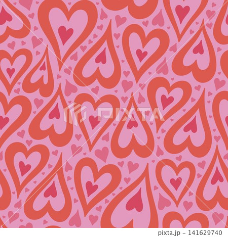 Seamless pattern with pink and red hearts. Vector graphics. Seamless pattern with pink and red hearts. Vector graphics. 141629740