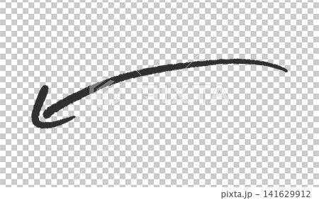 A hand-drawn, horizontally elongated black arrow that curves gently downwards - a simple and stylish graffiti-style design element. 141629912