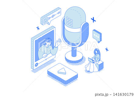 Video Podcast Isometric Illustration Video Podcast Isometric Illustration 141630179