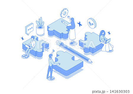 Teamwork Isometric Illustration 141630303