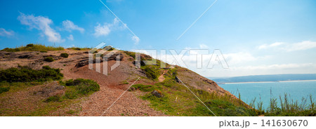 Road to the mountain in Nazare, Portugal. Atlantic Ocean 141630670
