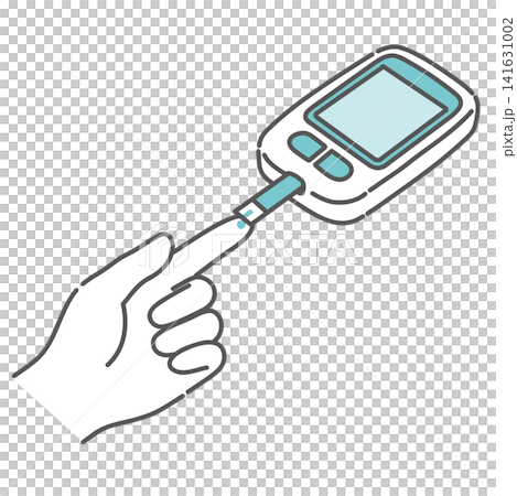 Self-monitoring of blood glucose (SMBG) procedure: Illustration of applying blood to the sensor. 141631002