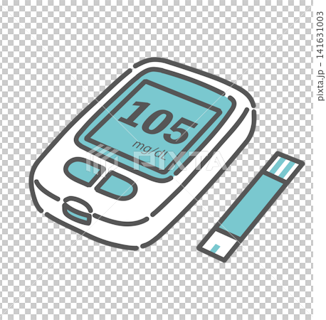 自己血糖測定器本体とセンサー(試験紙)のイラスト 自己血糖測定器本体とセンサー(試験紙)のイラスト 141631003