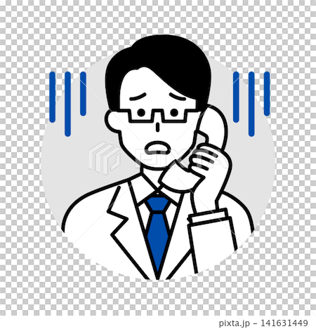 電話応対で困る男性医師のアイコン 電話応対で困る男性医師のアイコン 141631449