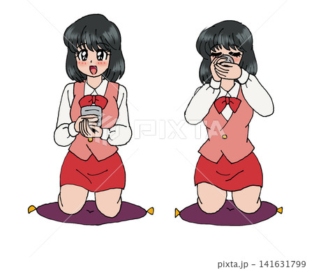 お茶をいただくポーズのOL・和み お茶をいただくポーズのOL・和み 141631799