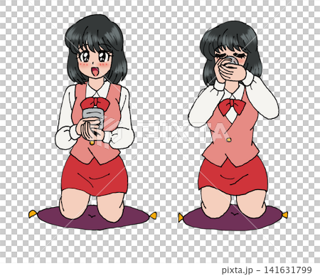 お茶をいただくポーズのOL・和み お茶をいただくポーズのOL・和み 141631799