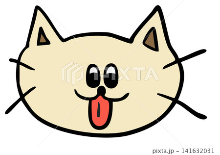 Hand drawn brown cat face shape for decoration, kitten cartoon, characters, comic, mascot, stickers, tattoo, pet shop, vet, animal, home decor, house, yard, playtime, brooch, pin, icon, room	 141632031