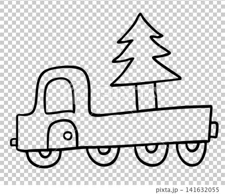 Hand drawn truck carrying Christmas tree outline for colouring book, transportation, vehicle, Merry Christmas, happy new year, festive season, shopping, travel, trip, vacation, holidays, road, street Hand drawn truck carrying Christmas tree outline for colouring book, transportation, vehicle, Merry Christmas, happy new year, festive season, shopping, travel, trip, vacation, holidays, road, street 141632055