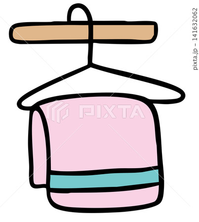 Hand drawn towel on a hanger for home, house, kitchen, bathroom, toilet, cleaning, department store, grocery shopping, supermarket, market, mart, room, icon, online shopping, home appliances, people Hand drawn towel on a hanger for home, house, kitchen, bathroom, toilet, cleaning, department store, grocery shopping, supermarket, market, mart, room, icon, online shopping, home appliances, people 141632062