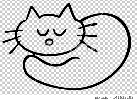 Hand drawn cat sleeping outline for colouring book, art, painting, kitten cartoon, characters, comic, mascot, stickers, tattoo, pet shop, vet, animal, home decor, house, yard, icon, room, rest time Hand drawn cat sleeping outline for colouring book, art, painting, kitten cartoon, characters, comic, mascot, stickers, tattoo, pet shop, vet, animal, home decor, house, yard, icon, room, rest time 141632192