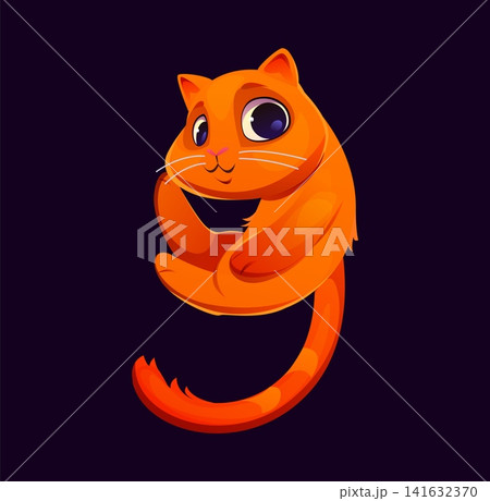 Cats font or pet animal typography and cartoon kitten typeface for English alphabet type. Cat font number 9 nine or red kitten with furry tail, kitty cat character for funny pets ABC typeface 141632370