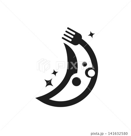black dinner with moon icon logo vector concept element design 141632580